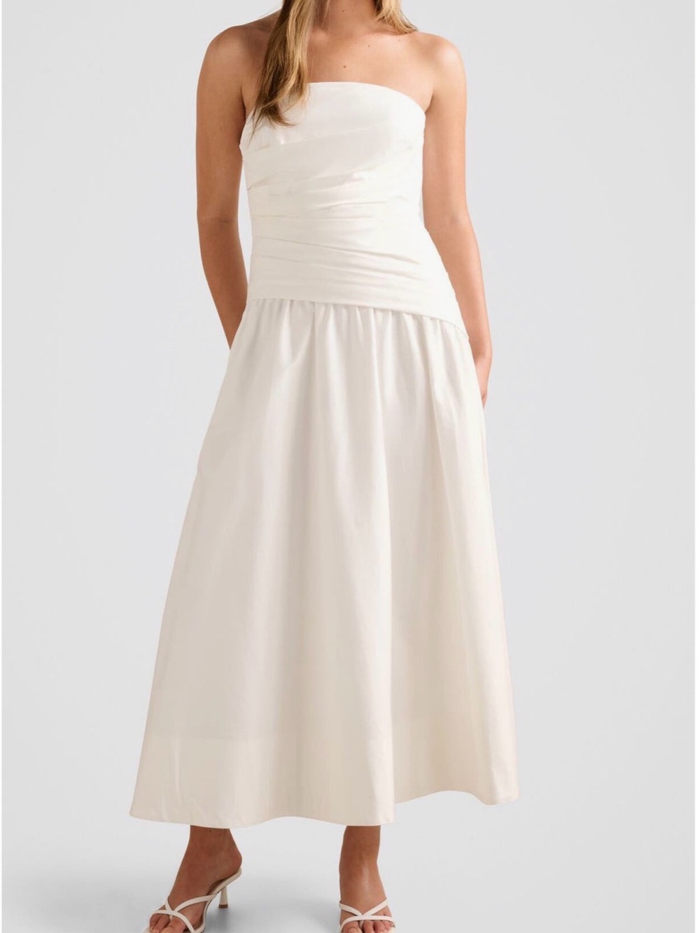Ever New Strapless Cream Maxi Dress with Gathered Bodice